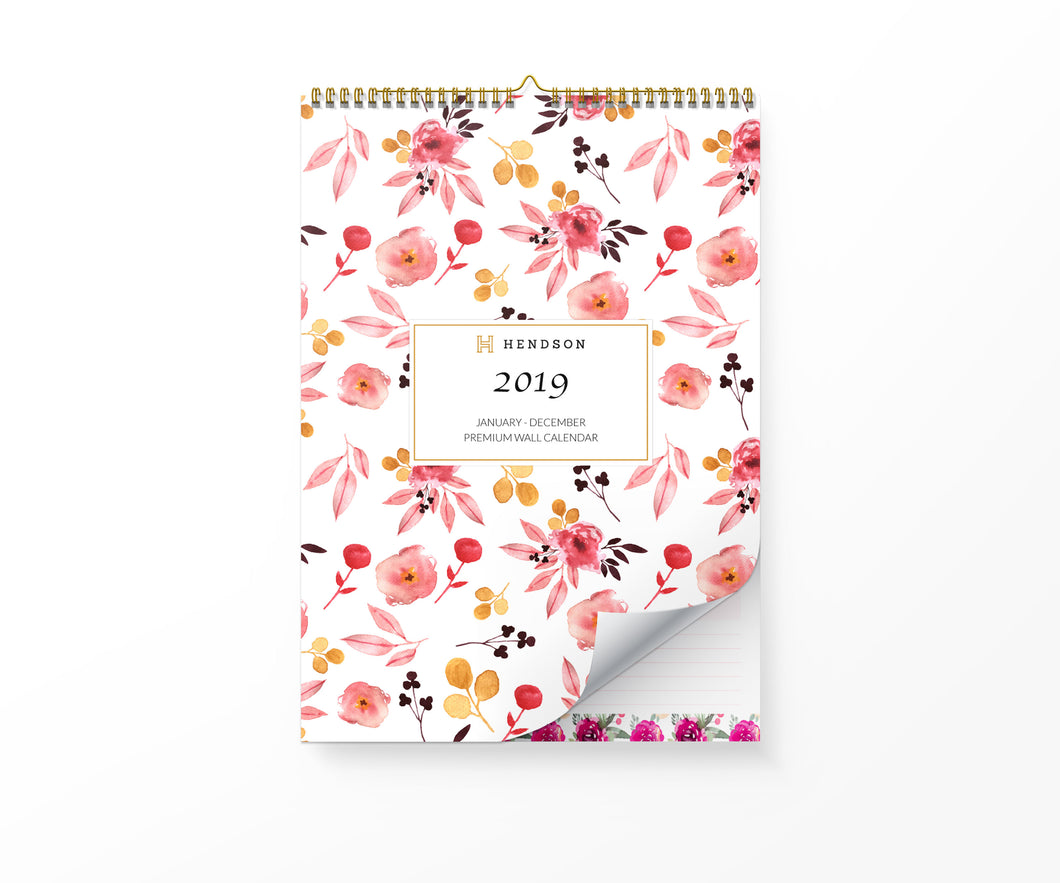 Hendson 2019 and 2020 Wall Calendar Set - 12