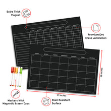 Load image into Gallery viewer, Hendson Chore Chart and Monthly Calendar Dry Erase Chalkboard Set