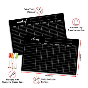 Hendson Chore Chart and Weekly Planner Dry Erase Chalk Board Set